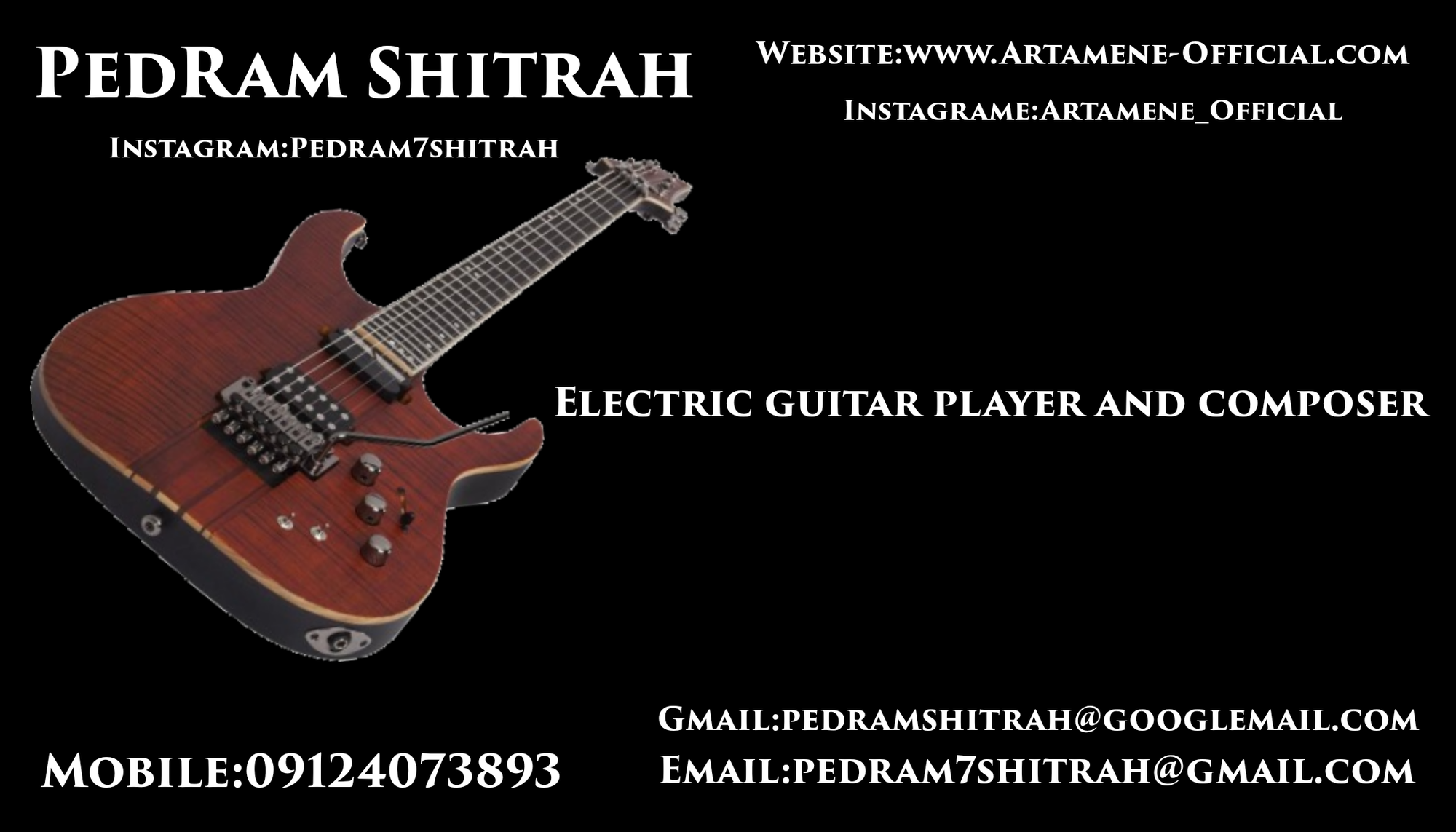Pedram Shitrah – guitar lessons card